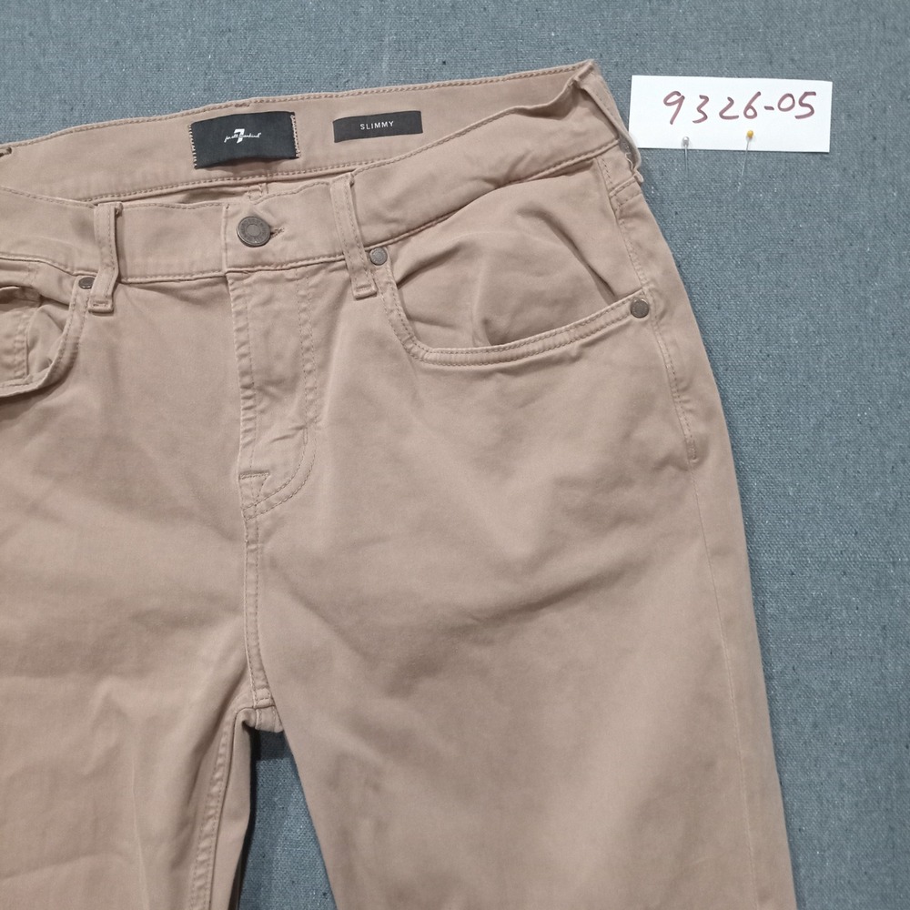 7 For All Mankind Slimmy Stretch Sateen Pants Mens 33 Silver Mink 7TC41V60-1NL